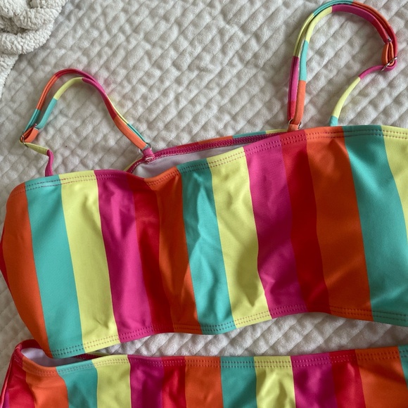 SHEIN MULTI COLOR STRIPED 2 PC BIKINI SIZE XL NEW - Picture 3 of 10